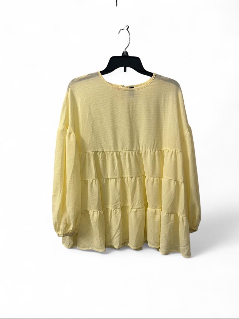 NWOT SHEIN Light Yellow Tiered Long-Sleeve Women's Blouse